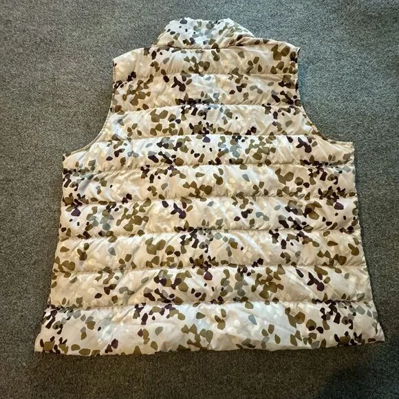 Eddie Bauer Down Puffer Vest Women’s 2XL Stratus Therm Print Zip Outdoor Ecru - Picture 4 of 9